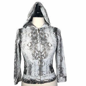 NEW Monrow Snake Print Long Sleeve Lightweight Full Zip Hoodie Womens 8